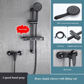 Rain Shower Head with Adjustable Arm, High Pressure Handheld Showerhead, Pressure Boosting Wall Mounted Shower Set with Hand Held Shower Head, Single-Handle Tub and Shower Trim Kit