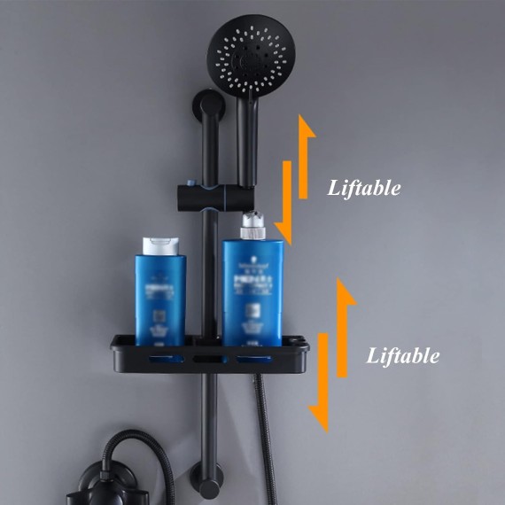 Rain Shower Head with Adjustable Arm, High Pressure Handheld Showerhead, Pressure Boosting Wall Mounted Shower Set with Hand Held Shower Head, Single-Handle Tub and Shower Trim Kit