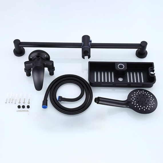 Rain Shower Head with Adjustable Arm, High Pressure Handheld Showerhead, Pressure Boosting Wall Mounted Shower Set with Hand Held Shower Head, Single-Handle Tub and Shower Trim Kit