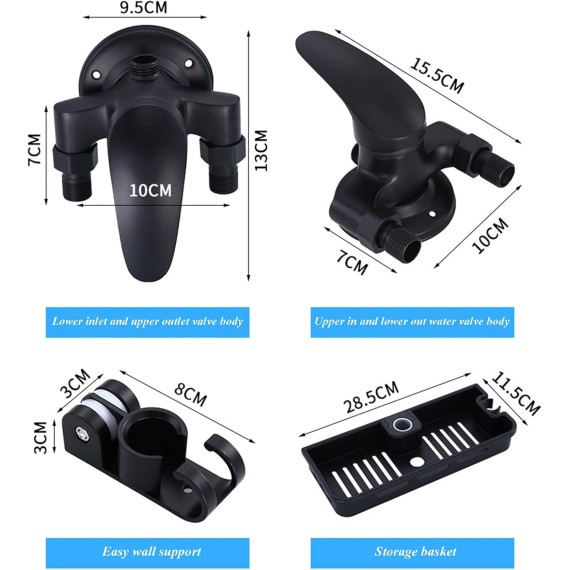 Rain Shower Head with Adjustable Arm, High Pressure Handheld Showerhead, Pressure Boosting Wall Mounted Shower Set with Hand Held Shower Head, Single-Handle Tub and Shower Trim Kit