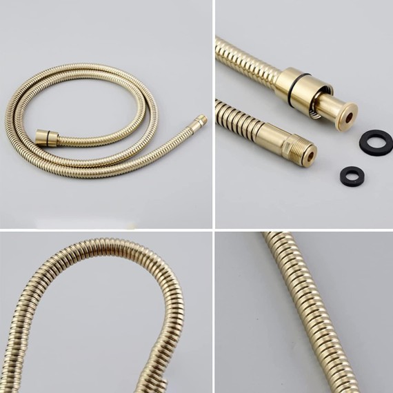 Bathtub Faucet Swivel Water Spout Bathtub Mixer Hot and Cold Water Mixer Aerator Bathtub Faucet Double Handle Brass Shower Mixer with Hand Shower,Brushed Gold (Color : Chrome Plated)