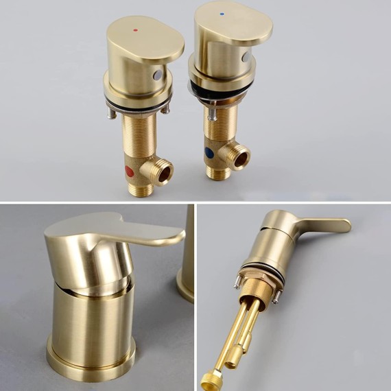 Bathtub Faucet Swivel Water Spout Bathtub Mixer Hot and Cold Water Mixer Aerator Bathtub Faucet Double Handle Brass Shower Mixer with Hand Shower,Brushed Gold (Color : Chrome Plated)
