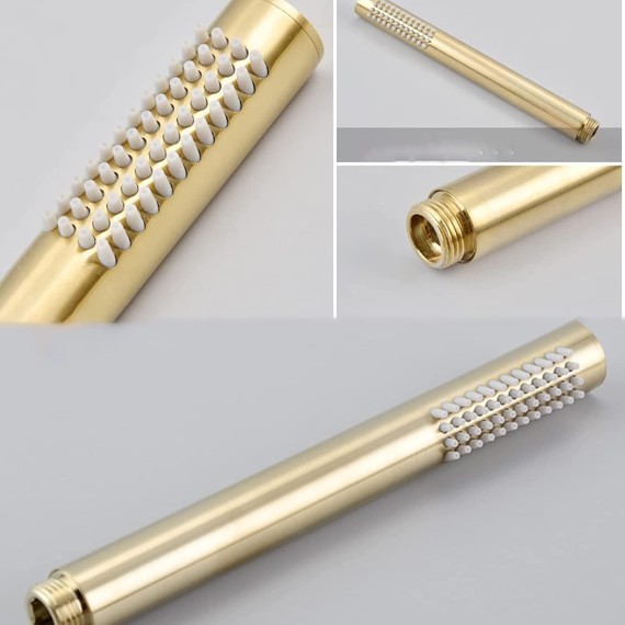 Bathtub Faucet Swivel Water Spout Bathtub Mixer Hot and Cold Water Mixer Aerator Bathtub Faucet Double Handle Brass Shower Mixer with Hand Shower,Brushed Gold (Color : Chrome Plated)