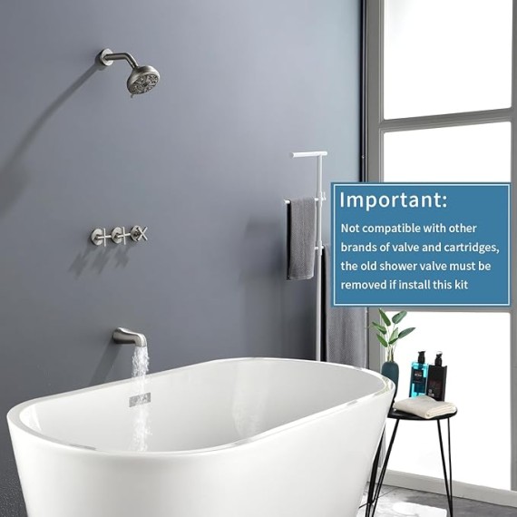3 Handles Shower Faucet Set with Tub Spout Bathtub Shower Faucets Combo Set Shower System Complete Tub and Shower Trim Kit Brushed Nickel Shower Fixtures