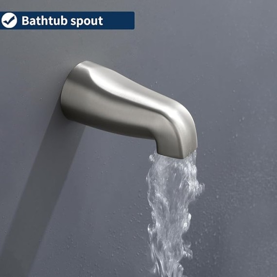 3 Handles Shower Faucet Set with Tub Spout Bathtub Shower Faucets Combo Set Shower System Complete Tub and Shower Trim Kit Brushed Nickel Shower Fixtures