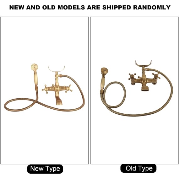 Handle Shower Head,Wall Mount Antique Brass Bathtub Faucet,Antique European Style Brass Wall Mounted Bathtub Shower Faucet System for Home Bathroom