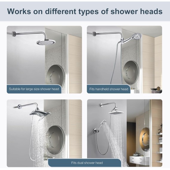 16 Inch Shower Head Extension Arm with Flange L Shaped Shower Arm Extender, Long Stainless Steel Rainfall Shower Head Pipe Arm, Chrome
