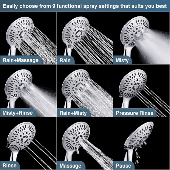Shower Faucet Set, Shower Heads System with Rainfall Shower Head and Handheld Showerhead Combo, Shower Valve and Trim Kit, Wall Mounted Shower Holder and 79" Shower Hose, Chrome
