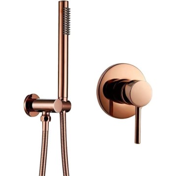 Concealed shower fitting set, rose gold hand shower with hose, holder with shower valve kit, solid brass polished bathroom shower tap for bathroom/bathtub (Size : Shower Set)