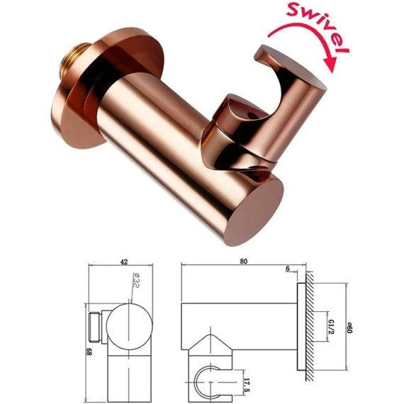 Concealed shower fitting set, rose gold hand shower with hose, holder with shower valve kit, solid brass polished bathroom shower tap for bathroom/bathtub (Size : Shower Set)