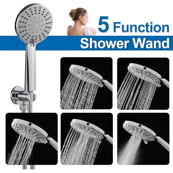 Shower System with Tub Spout, 10 inch Rain Shower and Handheld, Shower Faucet Set Complete Rough-in Valve and Trim Kit Included, Chrome