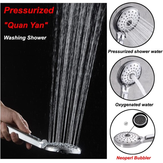 Bathtub Shower Faucet Simple Shower Set, Bathroom Hot and Cold Water Mixer Tap, Copper Single Handle Wall-Mounted Hand Spray Faucet, Plating