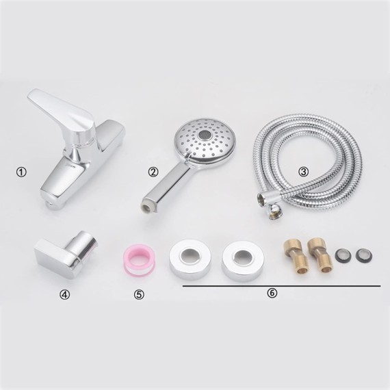Bathtub Shower Faucet Simple Shower Set, Bathroom Hot and Cold Water Mixer Tap, Copper Single Handle Wall-Mounted Hand Spray Faucet, Plating