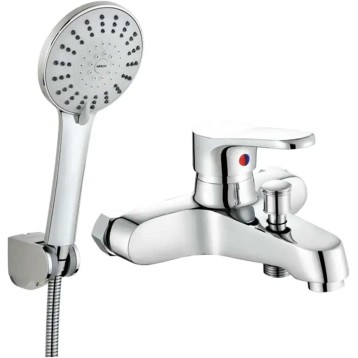 Bathtub Shower Faucet, Handheld Simple Shower Set, Wall-Mounted Copper Hot and Cold Water Mixer Tap, Multifunction Shower Head, 5 Water Outlet Modes