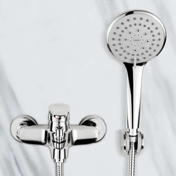 Bathtub Shower Faucet, Handheld Simple Shower Set, Wall-Mounted Copper Hot and Cold Water Mixer Tap, Multifunction Shower Head, 5 Water Outlet Modes