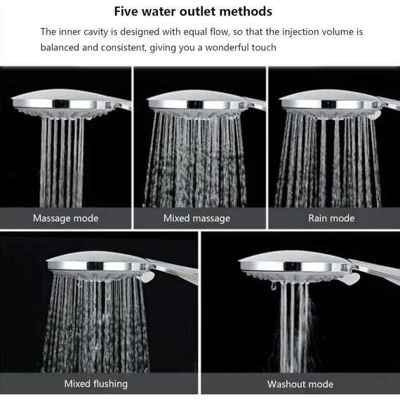 Bathtub Shower Faucet, Handheld Simple Shower Set, Wall-Mounted Copper Hot and Cold Water Mixer Tap, Multifunction Shower Head, 5 Water Outlet Modes