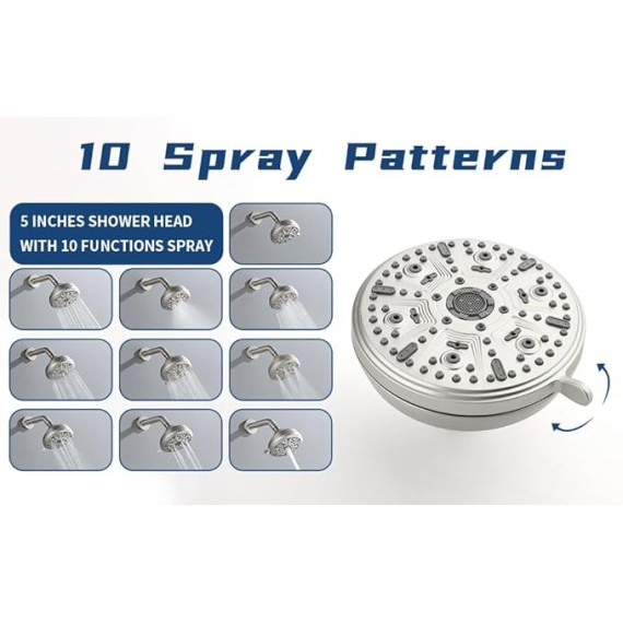 2 Handle Shower Faucet Set with Tub Spout Bathtub Shower Faucet Combo Set Shower System Complete Tub and Shower Trim Kit Brushed Nickel Wall Mounted Shower Fixtures