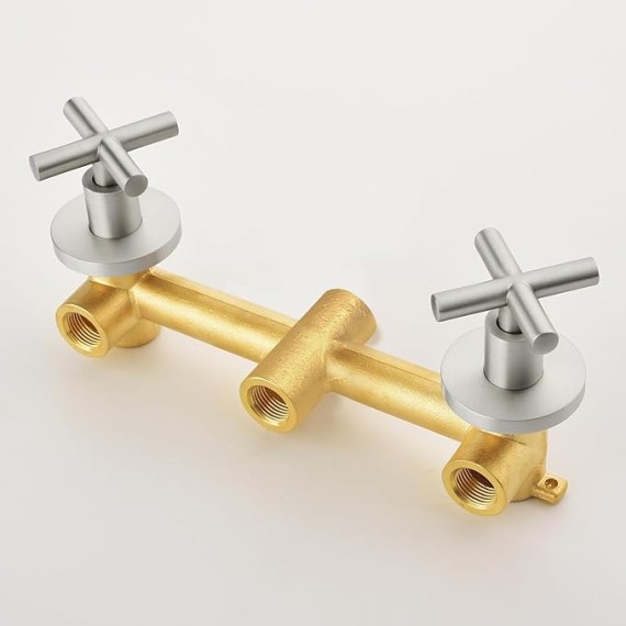 2 Handle Shower Faucet Set with Tub Spout Bathtub Shower Faucet Combo Set Shower System Complete Tub and Shower Trim Kit Brushed Nickel Wall Mounted Shower Fixtures