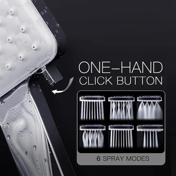 Handheld High Pressure Shower Head, 6 Spray Modes/Settings Detachable Handheld Showerhead with 4.92Ft Stainless Steel Hose and Shower Arm Bracket (Color : Silver)