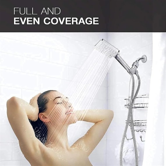 Handheld High Pressure Shower Head, 6 Spray Modes/Settings Detachable Handheld Showerhead with 4.92Ft Stainless Steel Hose and Shower Arm Bracket (Color : Silver)