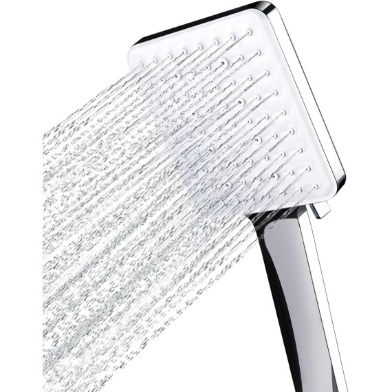 Handheld High Pressure Shower Head, 6 Spray Modes/Settings Detachable Handheld Showerhead with 4.92Ft Stainless Steel Hose and Shower Arm Bracket (Color : Silver)