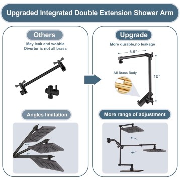 High Pressure Rain Shower Head Combo with Double Extension Arm, 8 Inch Rainfall Shower Head with Handheld Spray, Height Adjustable Dual Square Showerhead Set, Oil-Rubbed Bronze