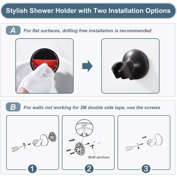 High Pressure Rain Shower Head Combo with Double Extension Arm, 8 Inch Rainfall Shower Head with Handheld Spray, Height Adjustable Dual Square Showerhead Set, Oil-Rubbed Bronze