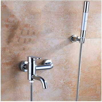 Bathroom shower, Chrome Bathtub Faucet with Hand Shower Wall Mounted Brass Bathroom Faucet Single Handle 3 Holes Bath Shower Mixer Tap