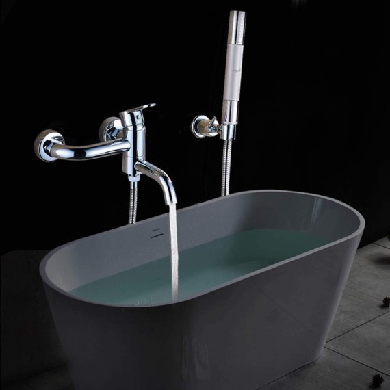 Bathroom shower, Chrome Bathtub Faucet with Hand Shower Wall Mounted Brass Bathroom Faucet Single Handle 3 Holes Bath Shower Mixer Tap