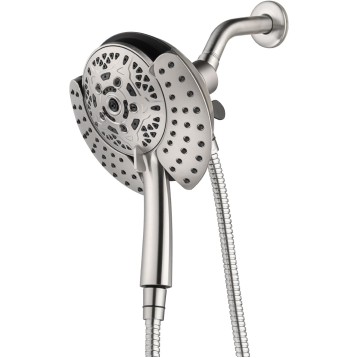 2.5GPM Shower Heads with Handheld Spray Combo: 7.2" Rainfall Shower Head & Hand Held Shower Head 2-IN-1 Shower Head with 60" Rotatable Stainless Steel Hose Nickel, Shower Trim Systems