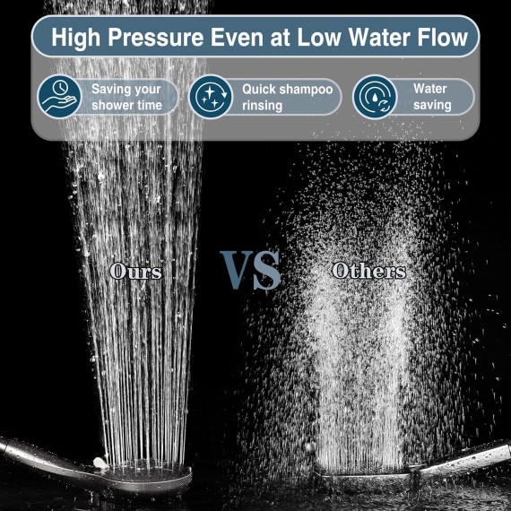 High Pressure Shower Head with Handheld, 9 Spray Settings Showerhead Built in Power Wash to Clean Tub and Pets, Extra Long 69" Hose, Adjustable Bracket, Brushed Nickel