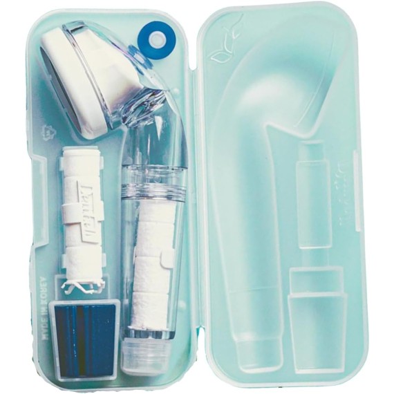 Travel Portable Showerheads Rust Removing, Travel Shower Kit with Powerful Shower Spray, Portable shower Head with SEDIMENT Filters, White