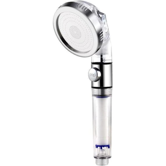 Bathroom 3 Modes High Pressure Shower Head with On/Off Switch Stop Button Water Saving Ionic Mineral Anion Handheld Showerheads