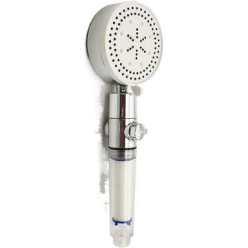 Black Shower Head 5 Modes Adjustable 360 Degrees Rotating with Stop Button Bathroom Showerhead High Pressure Filter Showers (Color : Silver)