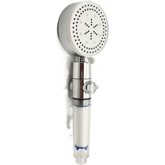 Black Shower Head 5 Modes Adjustable 360 Degrees Rotating with Stop Button Bathroom Showerhead High Pressure Filter Showers (Color : Silver)