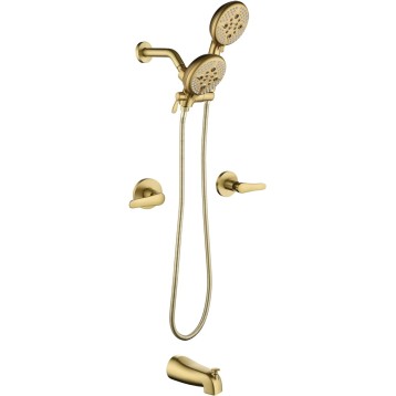 2 Handles Tub Shower Faucet Set Shower System with Tub Spout Bathtub Faucet Set Shower Tub Combo Set Complete Tub and Shower Trim Kit Brushed Gold