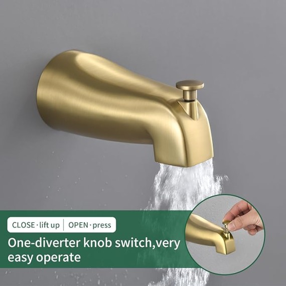 2 Handles Tub Shower Faucet Set Shower System with Tub Spout Bathtub Faucet Set Shower Tub Combo Set Complete Tub and Shower Trim Kit Brushed Gold
