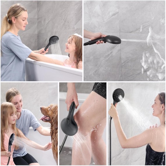 Rain Shower Head with Handheld Spray Built-in Power Wash, High Pressure Dual Shower Head with Height Adjustable Extension Arm, 3-Way Diverter, 9 Settings Handheld, 69” Long Hose, ORB
