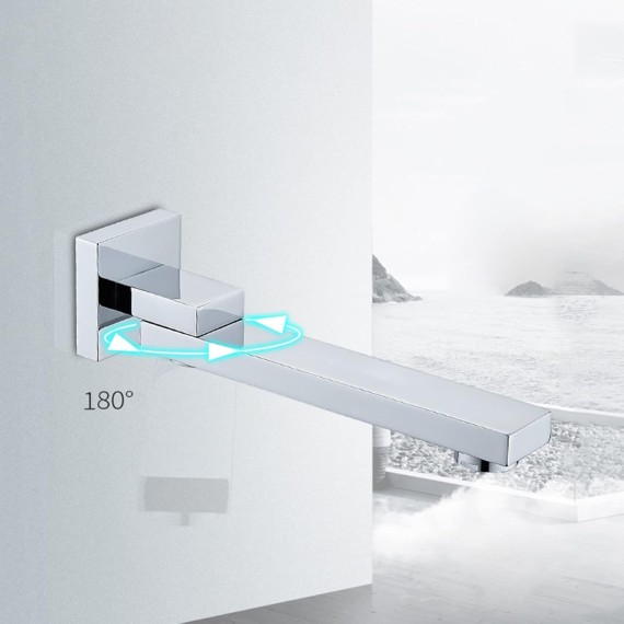 Faucet Tub Spout Wall Mounted Bath Spout Folding 180° Rotation Shower System Spout Bath Tap Bathtub Faucet Spout, Chrome