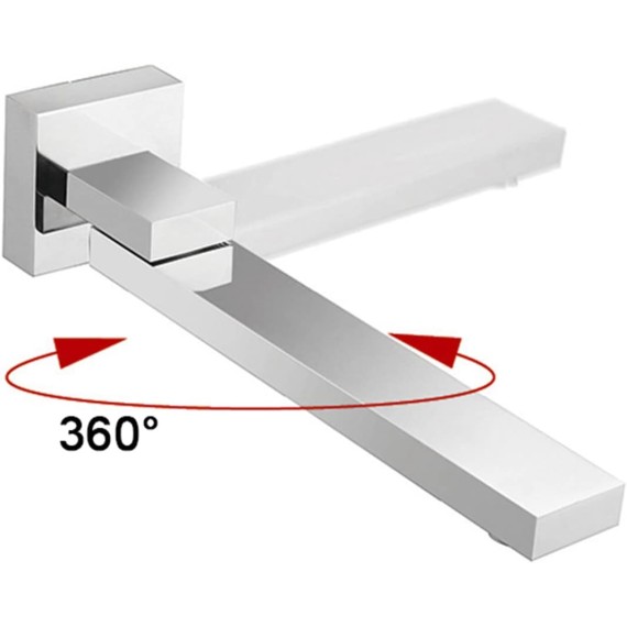 Wall Mounted Bath Filler Spout 180° Swivel Faucet Tap Shower System Spout Bathtub Shower Mixer Water Outlet, Gun Grey