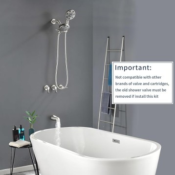 3 Handles Shower Faucet Set with Tub Spout Bathtub Shower Faucet Combo Set Shower System Complete Tub and Shower Trim Kit Brushed Nickel Wall Mounted Shower Fixtures