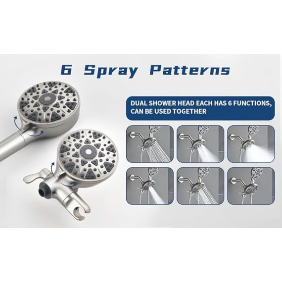 3 Handles Shower Faucet Set with Tub Spout Bathtub Shower Faucet Combo Set Shower System Complete Tub and Shower Trim Kit Brushed Nickel Wall Mounted Shower Fixtures