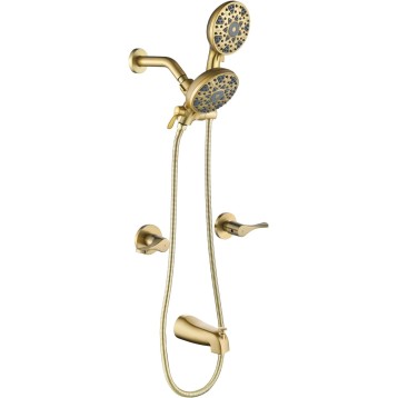 2 Handle Shower Faucet Set with Tub Spout Bathtub Shower Faucet Combo Set Shower System Complete Tub and Shower Trim Kit Brushed Gold Wall Mounted Shower Fixtures