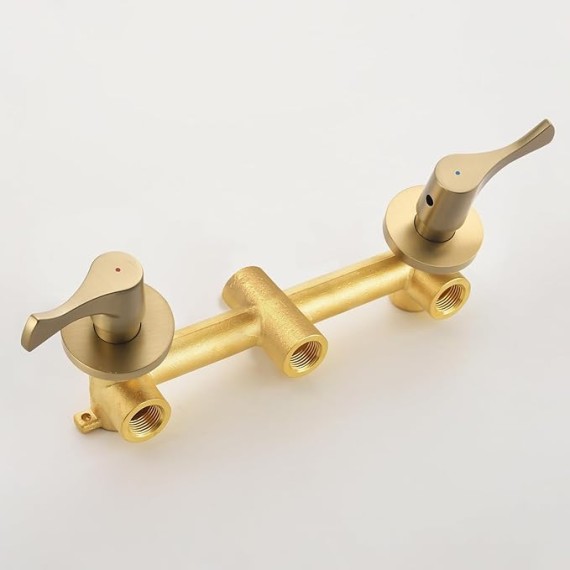 2 Handle Shower Faucet Set with Tub Spout Bathtub Shower Faucet Combo Set Shower System Complete Tub and Shower Trim Kit Brushed Gold Wall Mounted Shower Fixtures