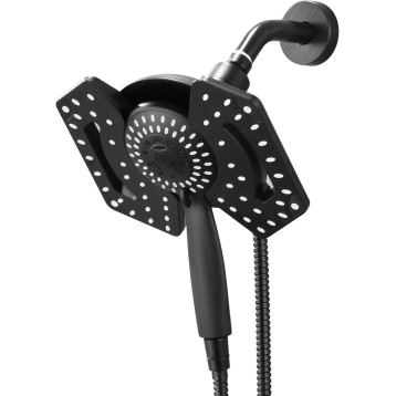 Black Shower Head with Handheld High Pressure: 2-in-1 Shower Head with Rainfall Shower Head & Handheld Shower head Use Together or Separately, Detachable Shower Head with Hose, 2.5GPM