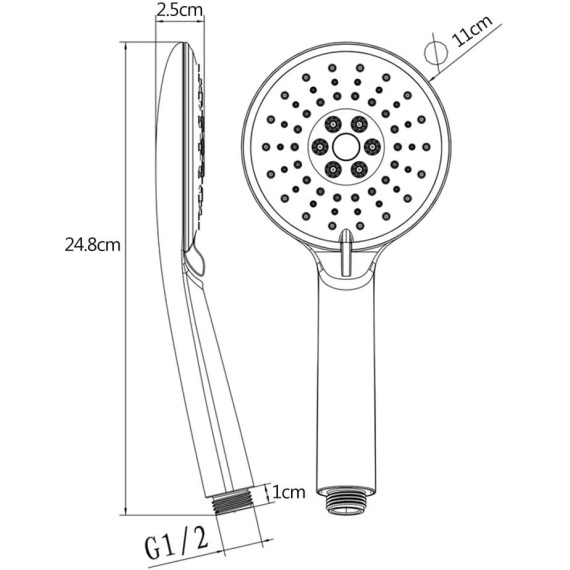 Handheld Shower Head 3 Spray Settings Massage Spa Detachable Hand Held Showerhead Chrome Face