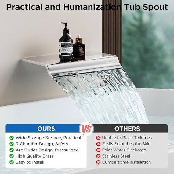 Shower System, 12 Inch Rain Shower Head Shower System with Tub Spout Adjustable Slide Bar Shower Faucets Sets, Handheld Shower Head Shower Faucet Trim valve, Wall Mounted Bathroom Shower Set Chrome