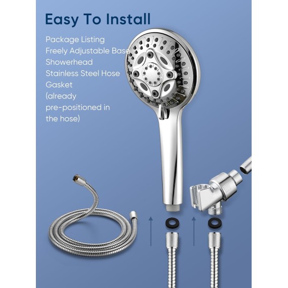 12 Inch Rain Shower Head - High Pressure Shower Head, Dual Shower Heads with 8 Modes Handheld Spray Combo - Upgrade Extension Arm Height Adjustable, Chrome