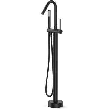 Freestanding Bathtub Faucet Tub Filler Matte Black Floor Mount Bathroom Faucets Brass Single Handle with Hand Shower,Standing Tub Faucet,cUPC Certified