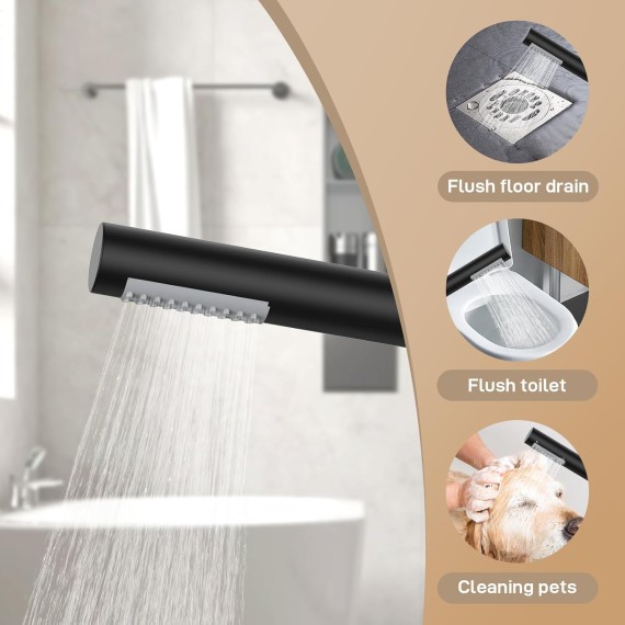 Freestanding Bathtub Faucet Tub Filler Matte Black Floor Mount Bathroom Faucets Brass Single Handle with Hand Shower,Standing Tub Faucet,cUPC Certified